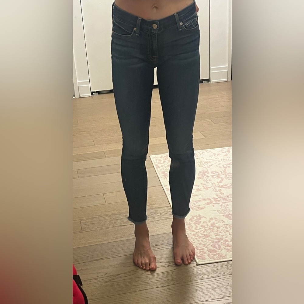7 for all Mankind b(aire) the ankle Skinny Jeans with frayed bottom